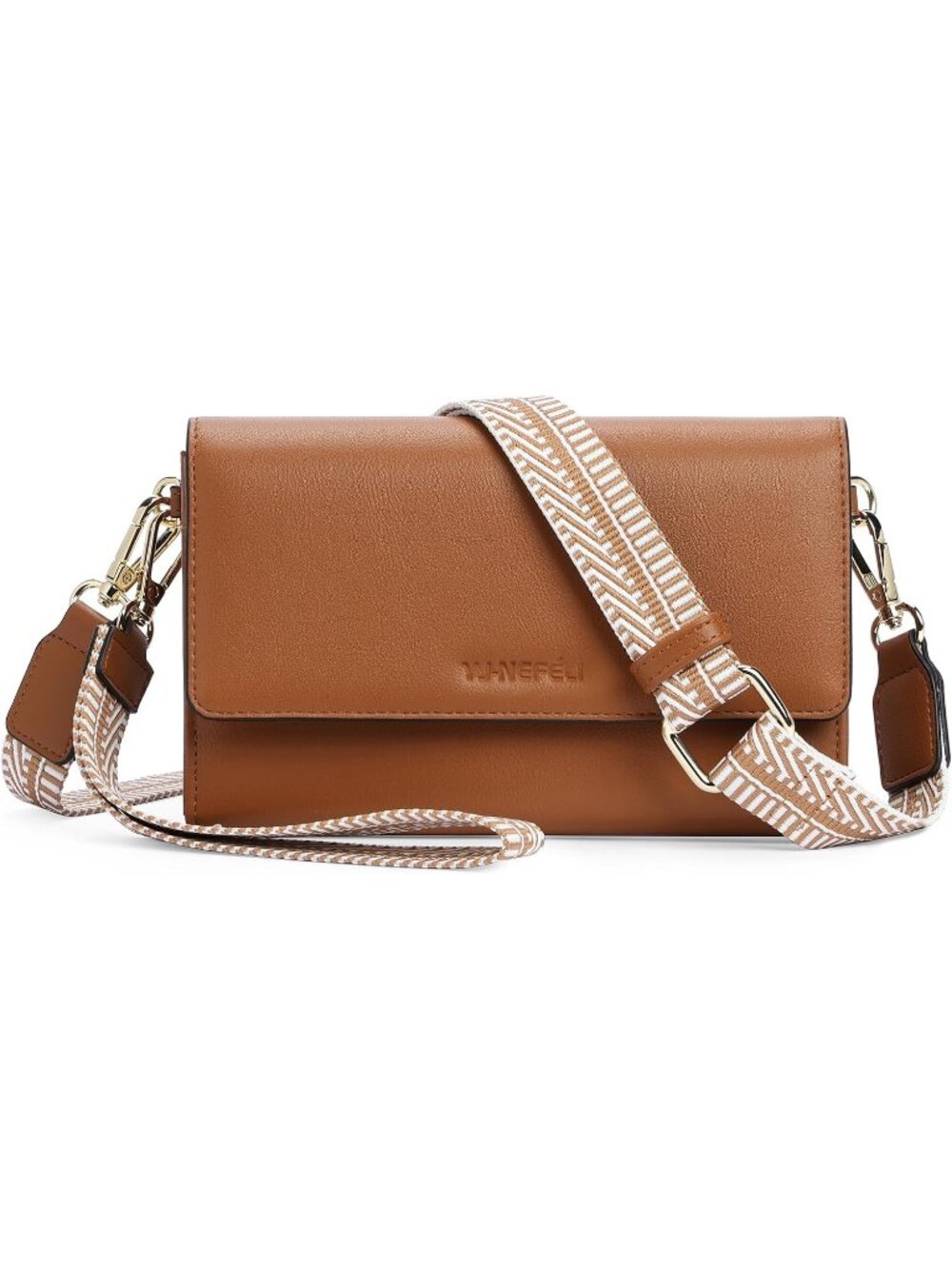 Women's Brown Vegan Leather Wristlet Phone Mini Purse Small Crossbody Bag